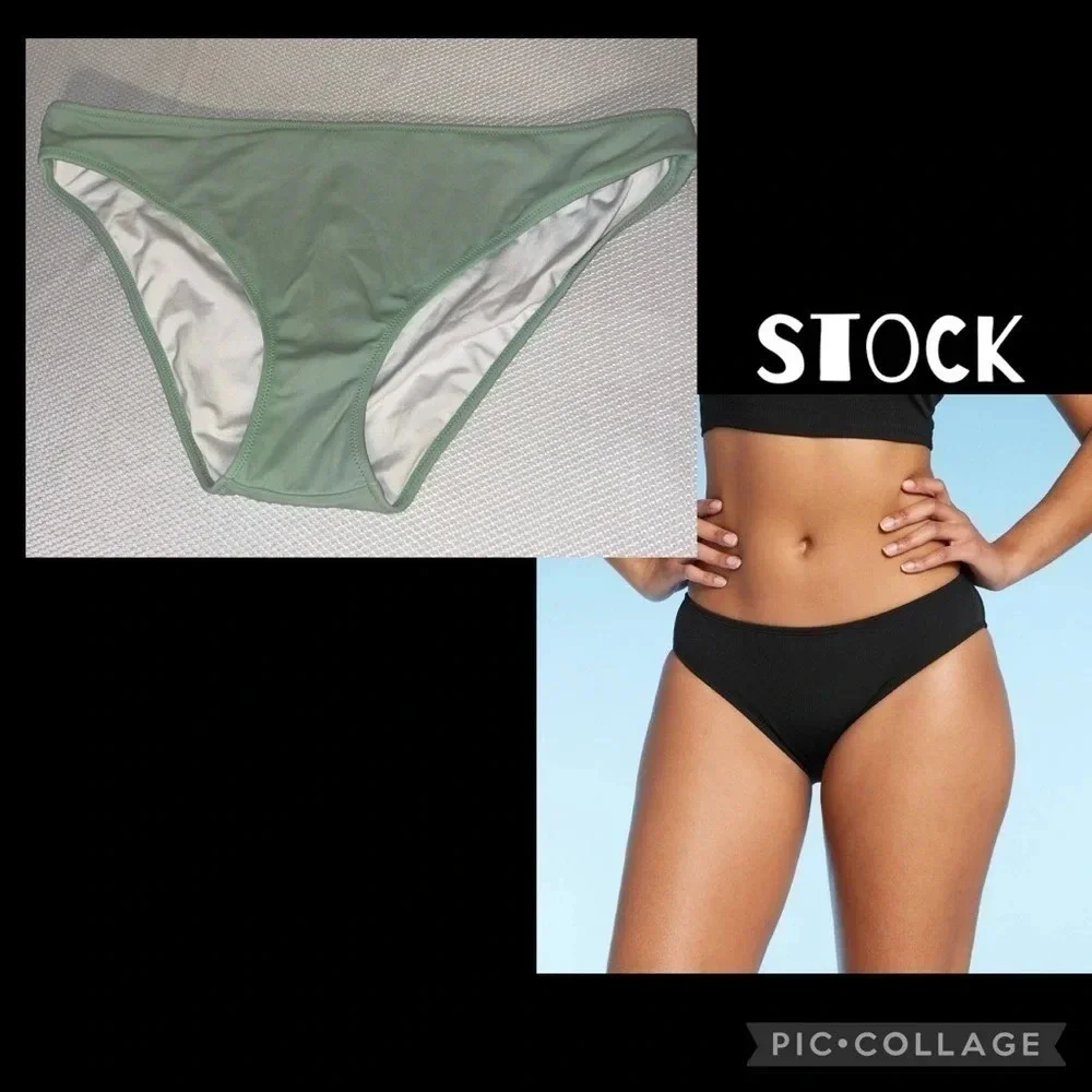 Shade & shore women’s bikini bottom Large 12 14 bathing suit  light green